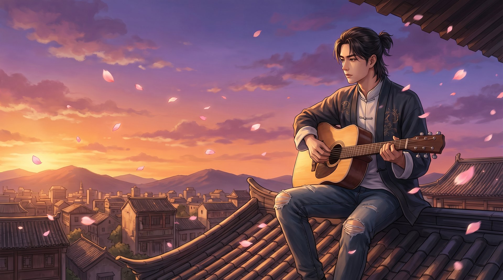 51视频动漫-屋顶吉他少年